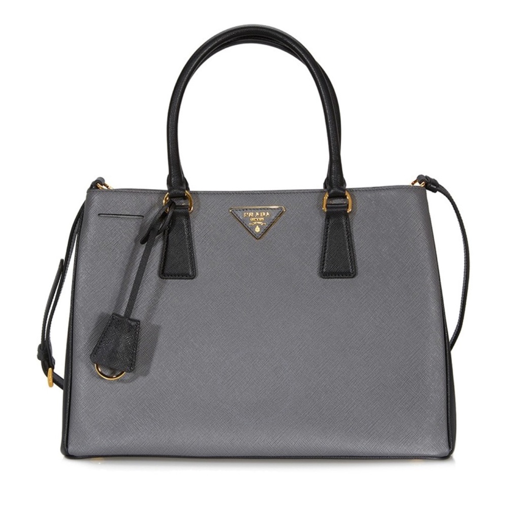 SOLD I PRADA Lux Saffiano Tote Bag in Black/Gray